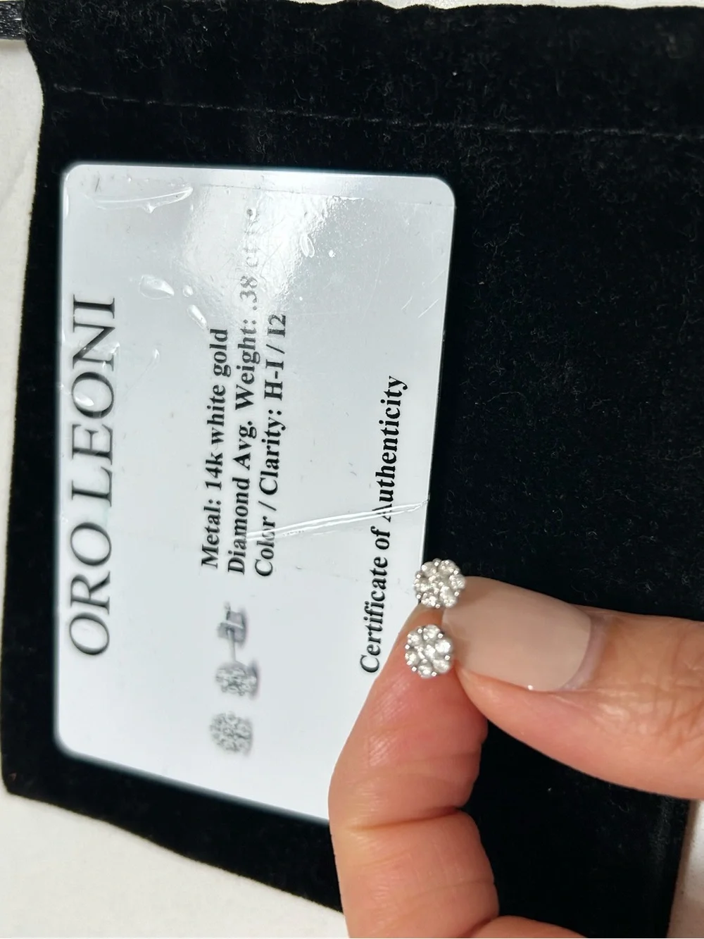 Solid 14k white gold Diamond Earrings